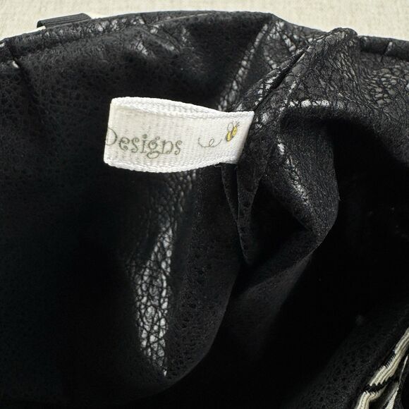 Pee Dee Bee Designes Bag Purse Black White Ribbon Detail 12”x 10” x 5” Handbag - Picture 13 of 13
